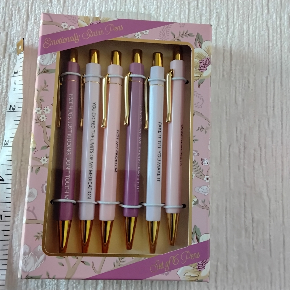 Pen set with funny Emotion sayings, qty 6, James Burke Ready to Wrap And Gift